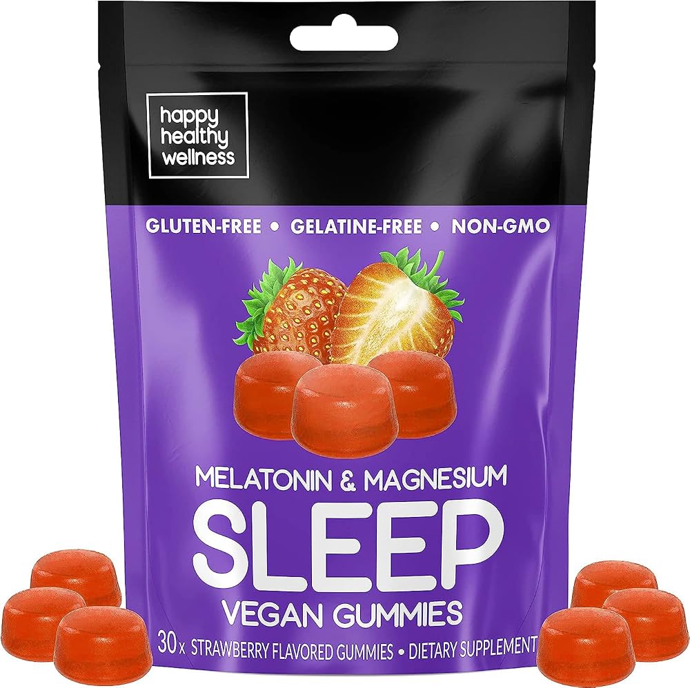 Happy Healthy Wellness Vegan Melatonin Gummies for Sleep - 30 Count
