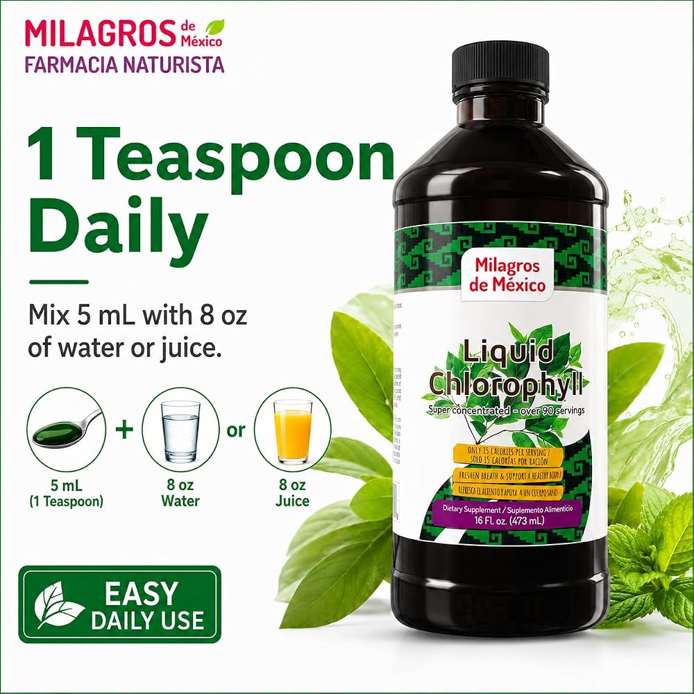 Milagros de Mexico Liquid Chlorophyll with Mint - 16 fl oz - image 3