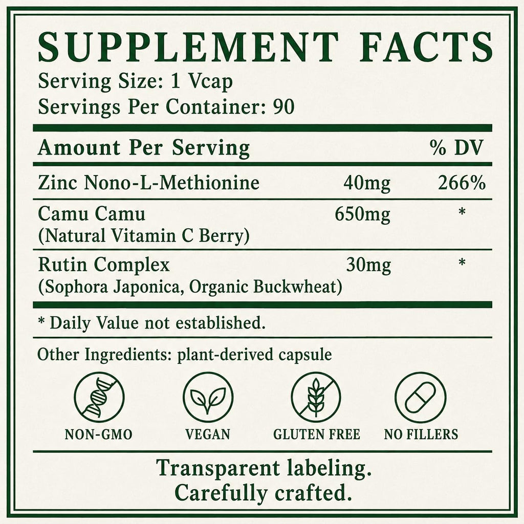 Green Organic Supplements Zinc and C - 90 Count - image 3