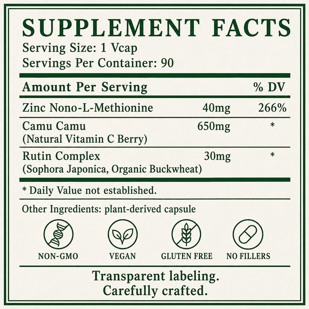 Green Organic Supplements Zinc and C - 90 Count - image 3