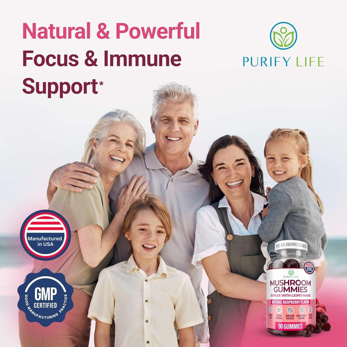 Purify Life Mushroom Gummies 10-Plex for Focus & Clarity - 90 Gummies - image 7