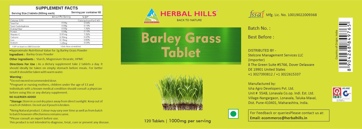HERBAL HILLS Barley Grass Tablets - 120 Count - image 5