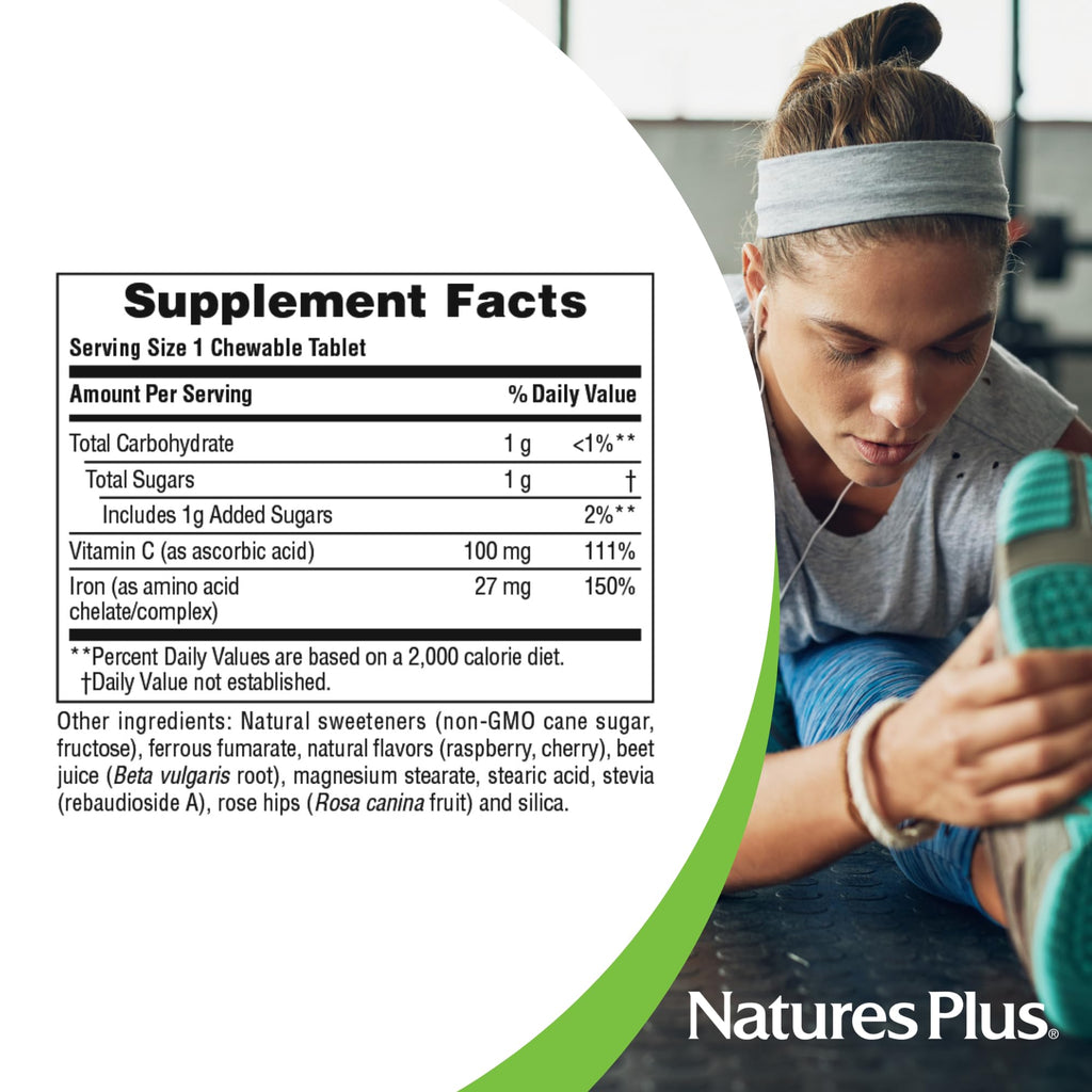 NaturesPlus Chewable Iron Cherry - 180 Tablets - image 5