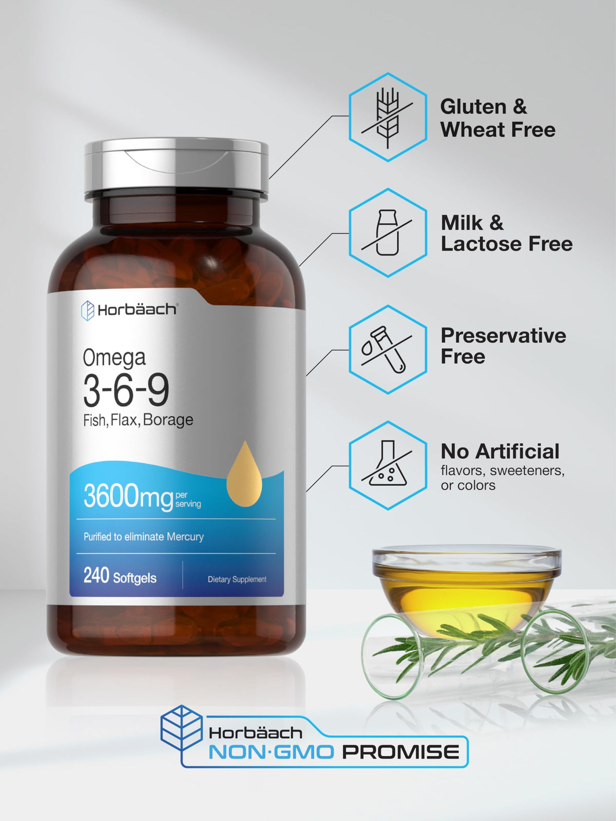 Horbäach Triple Omega 3-6-9 - 240 Softgels - image 5