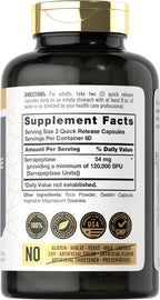 Carlyle Serrapeptase 120000 SPU Enzyme - 120 Capsules - image 2
