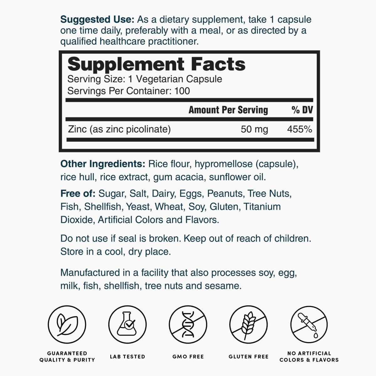 Nature's Lab Zinc Picolinate 50mg - 100 Capsules - image 5