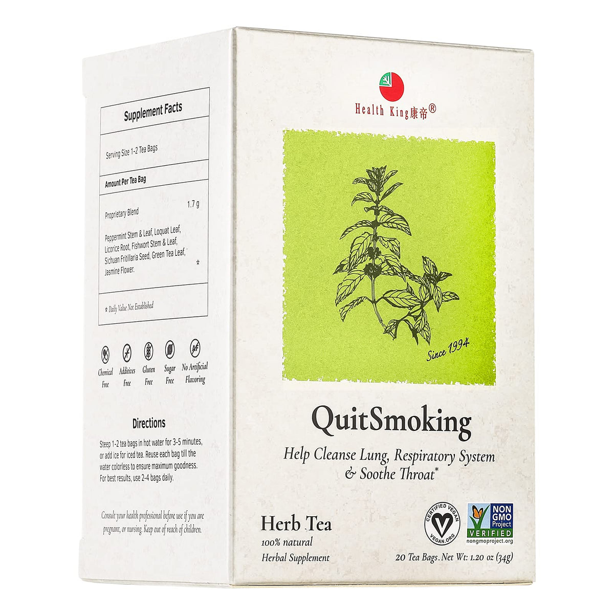 Health King Stop Smoking Tea - 20 Teabags