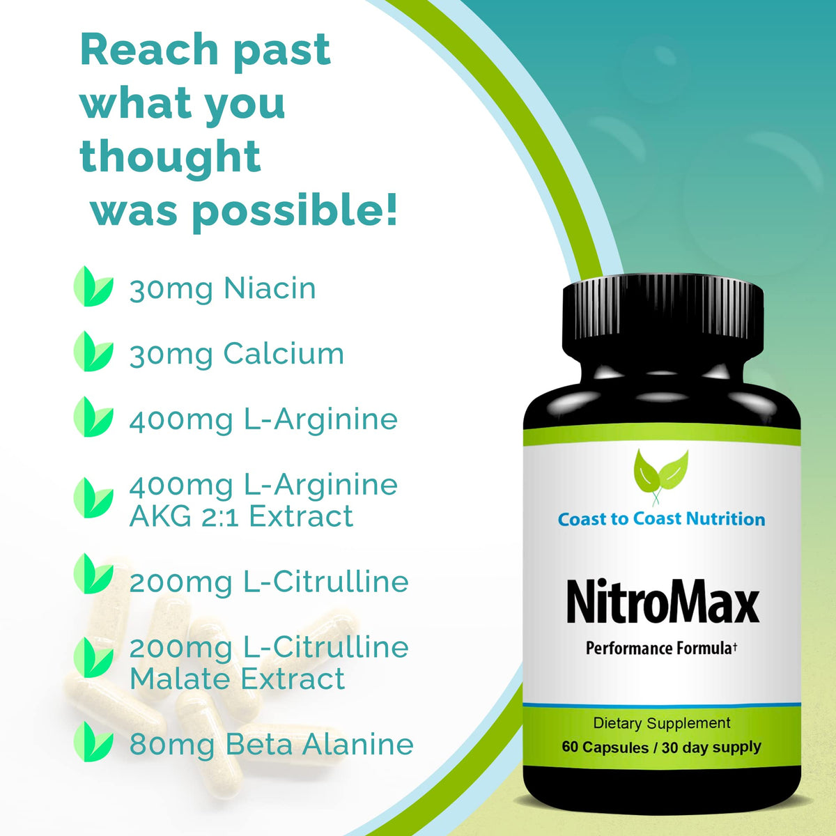 Coast to Coast Nutrition NitroMax L-Arginine Supplement - 60 Capsules - image 3