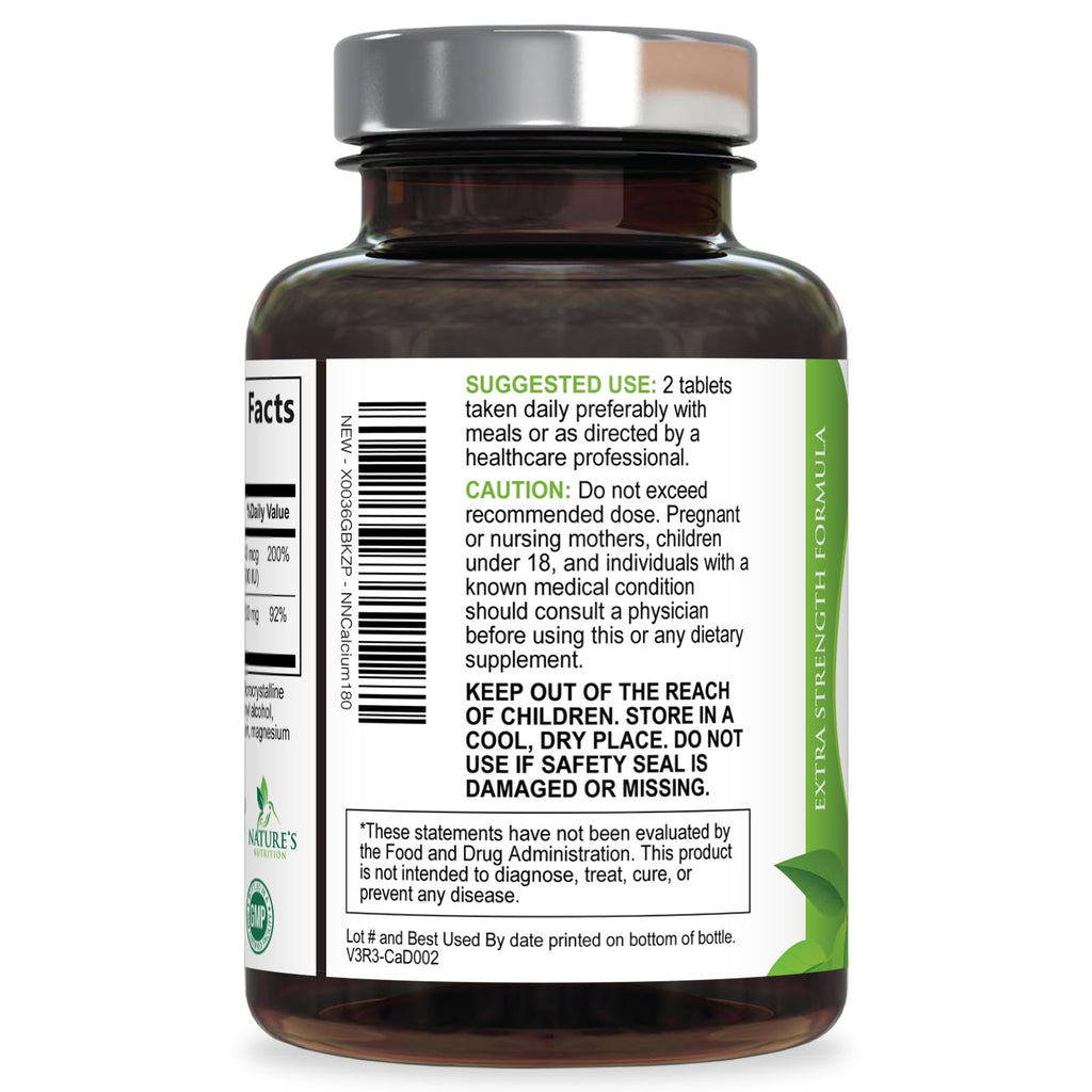 Nature's Nutrition Calcium 1200 mg with Vitamin D3 - Premium Bone