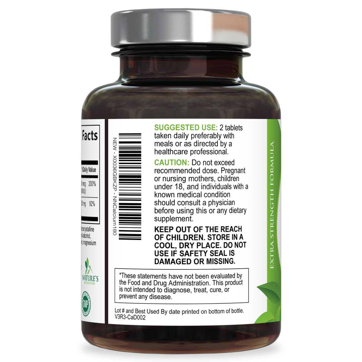 Nature's Nutrition Calcium 1200 mg with Vitamin D3 - Premium Bone