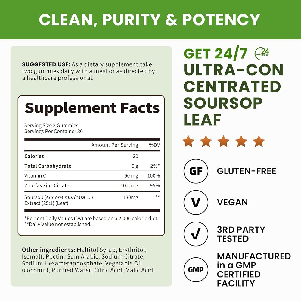 Lukaree Soursop Gummies Immune Support - 120 Count (2 Pack) - image 2
