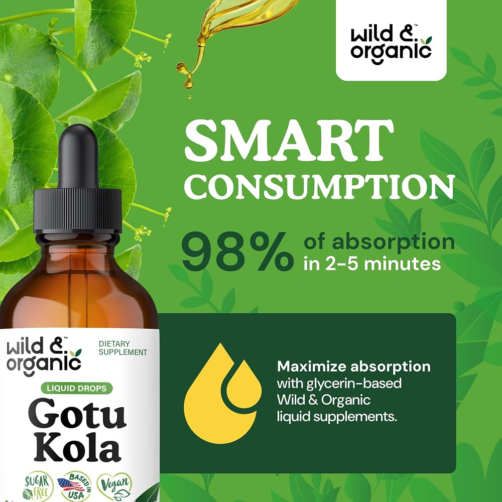 Wild & Organic Gotu Kola Drops - Organic Gotu Kola Herb Liquid