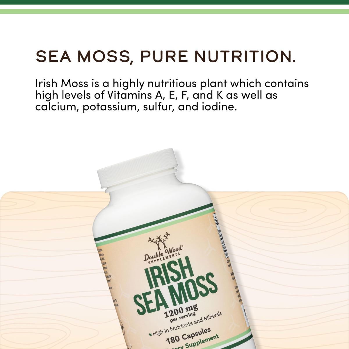 Double Wood Supplements Irish Sea Moss 1,200mg - 180 Capsules - image 4