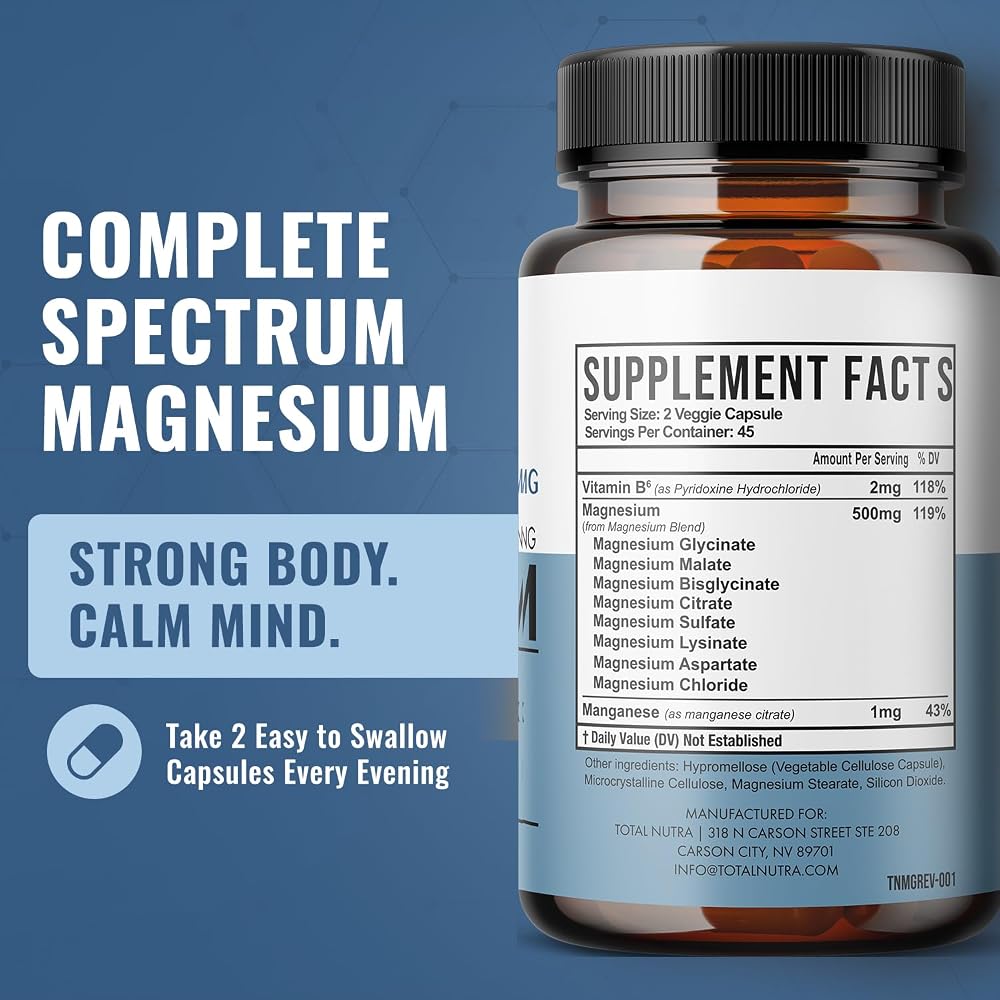 Total Nutra 10-in-1 Magnesium 500 mg for Sleep - 90 Capsules - image 6