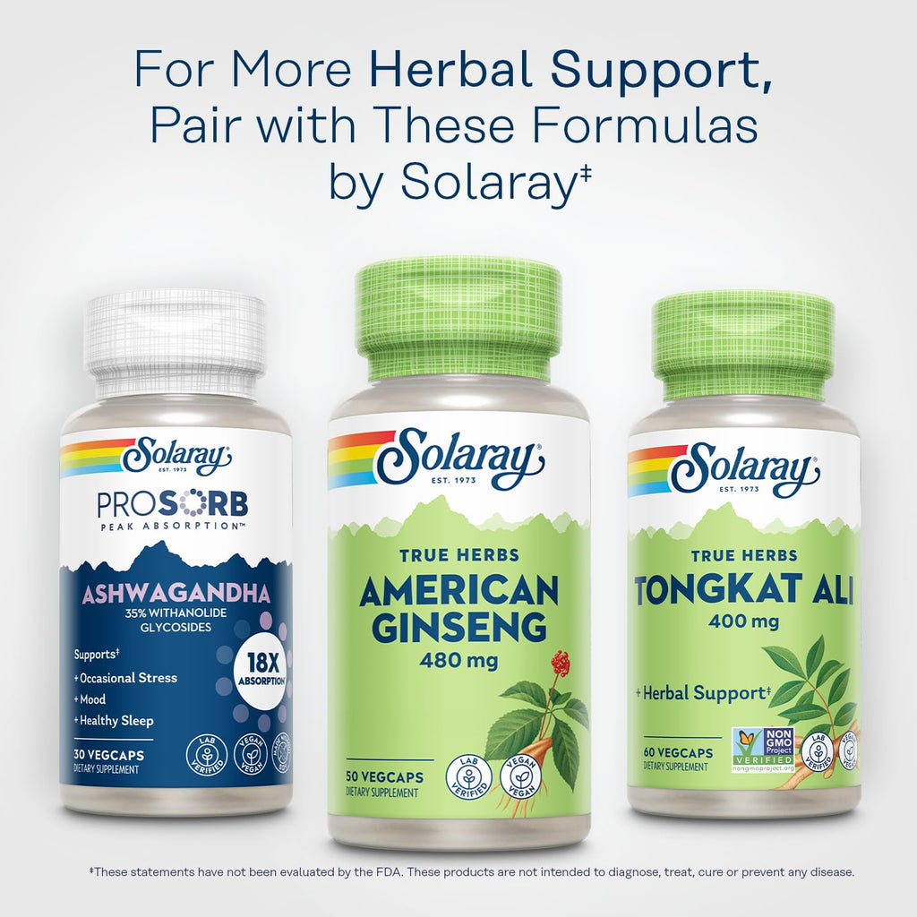 SOLARAY American Ginseng 480 mg Adaptogenic Herb - 50 Vegetarian Capsules - image 6