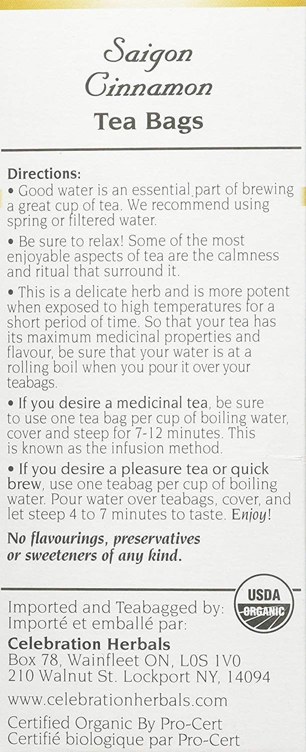 Celebration Herbals Cinnamon Saigon Organic Tea - 24 Teabags - image 2