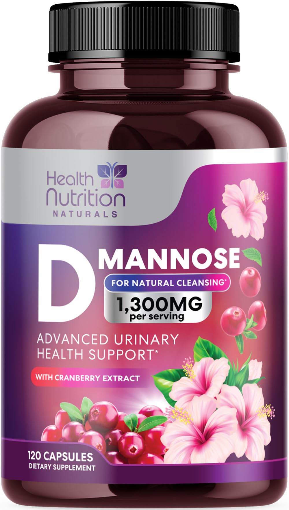 Health Nutrition Naturals D-Mannose 1300mg - Fast-Acting Organic D