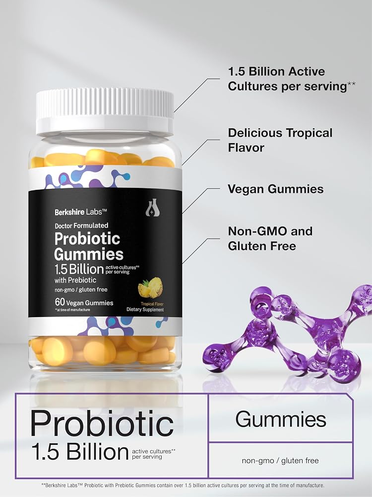 Horbäach Probiotic + Prebiotic Gummies for Women and Men - 60 Count - image 4