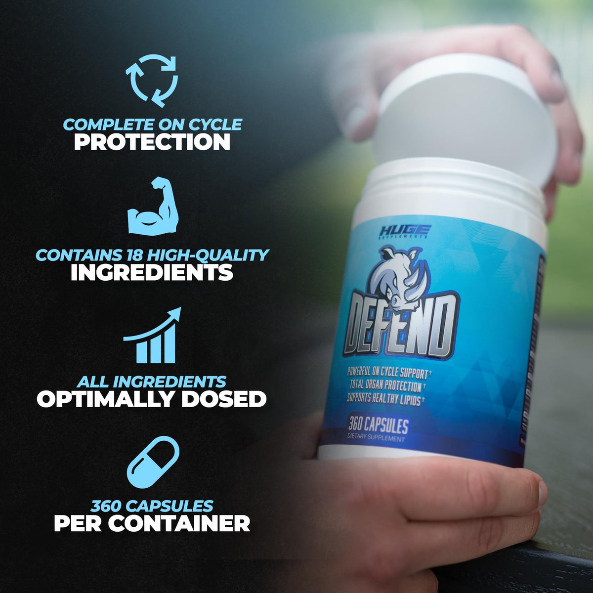 Huge Supplements Defend Cycle Support - 360 Capsules - image 5