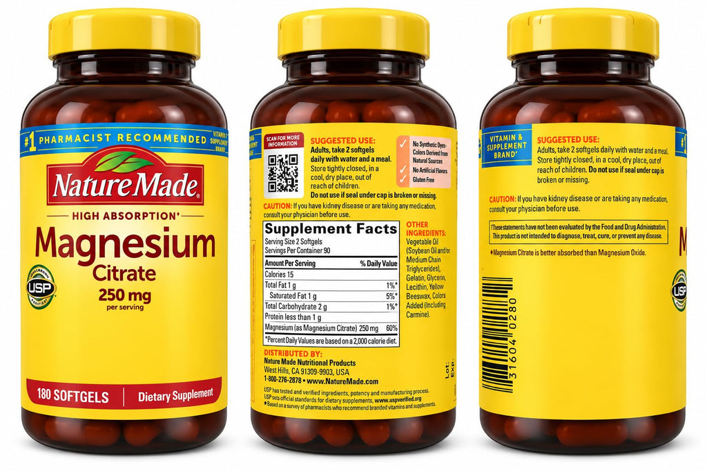 Nature Made Magnesium Citrate 250 mg - 180 Softgels - image 4