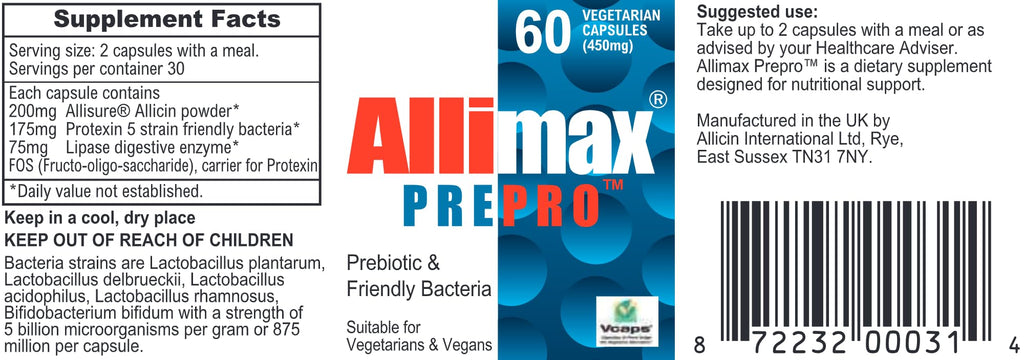 ALLIMAX PrePro Digestive Enzymes with Allicin - 60 Capsules - image 2
