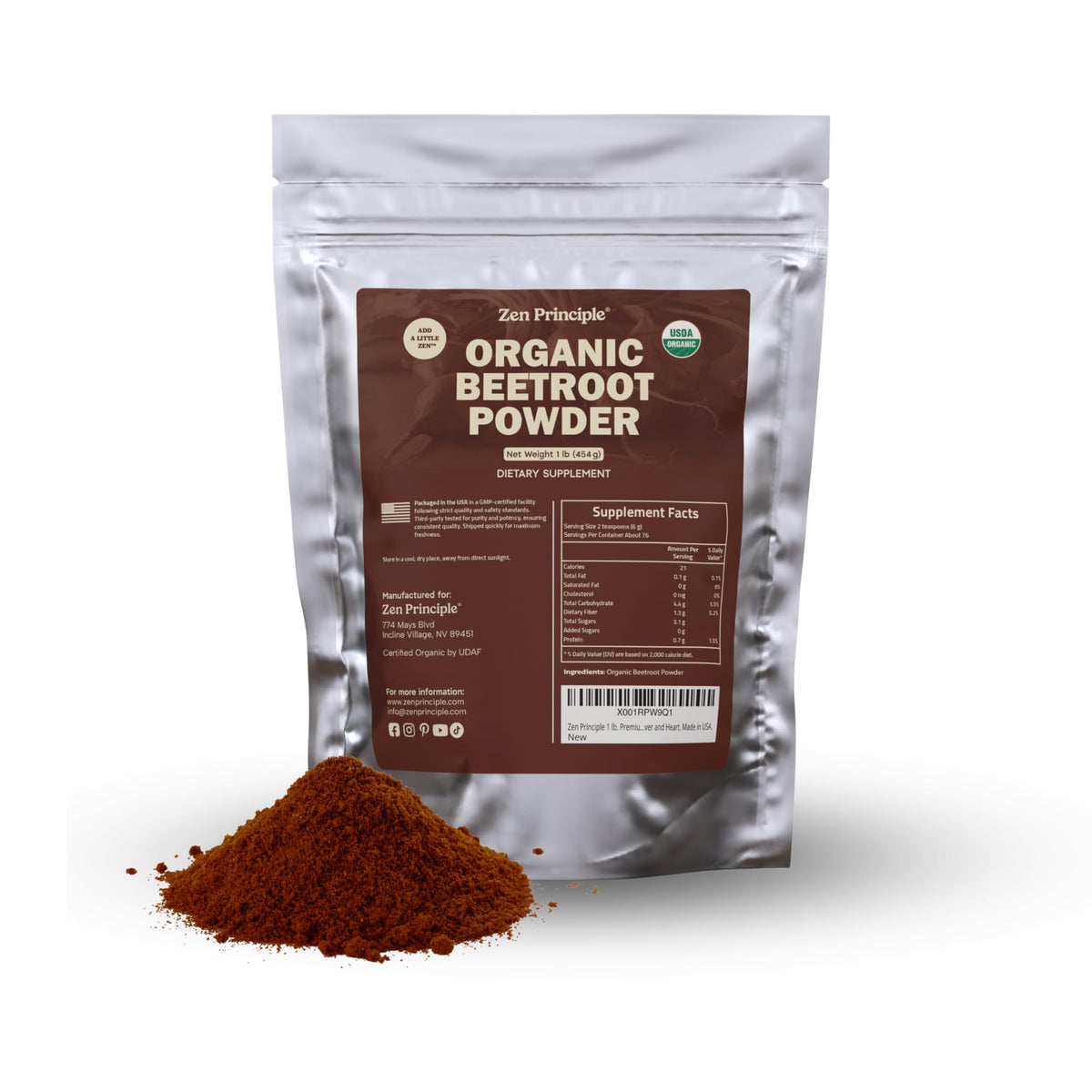Zen Principle Organic Beetroot Powder Energy Boost - 1 lb