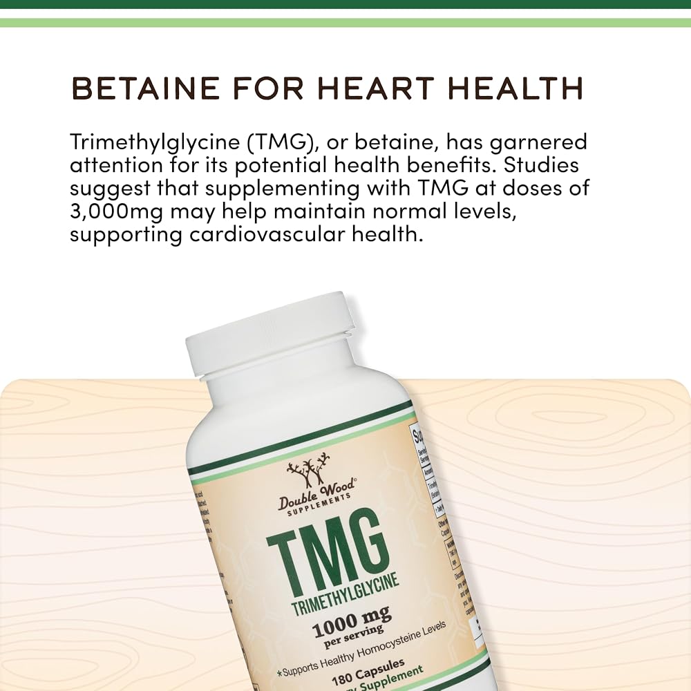 Double Wood Supplements TMG Betaine Anhydrous 1000mg - 180 Capsules - image 4