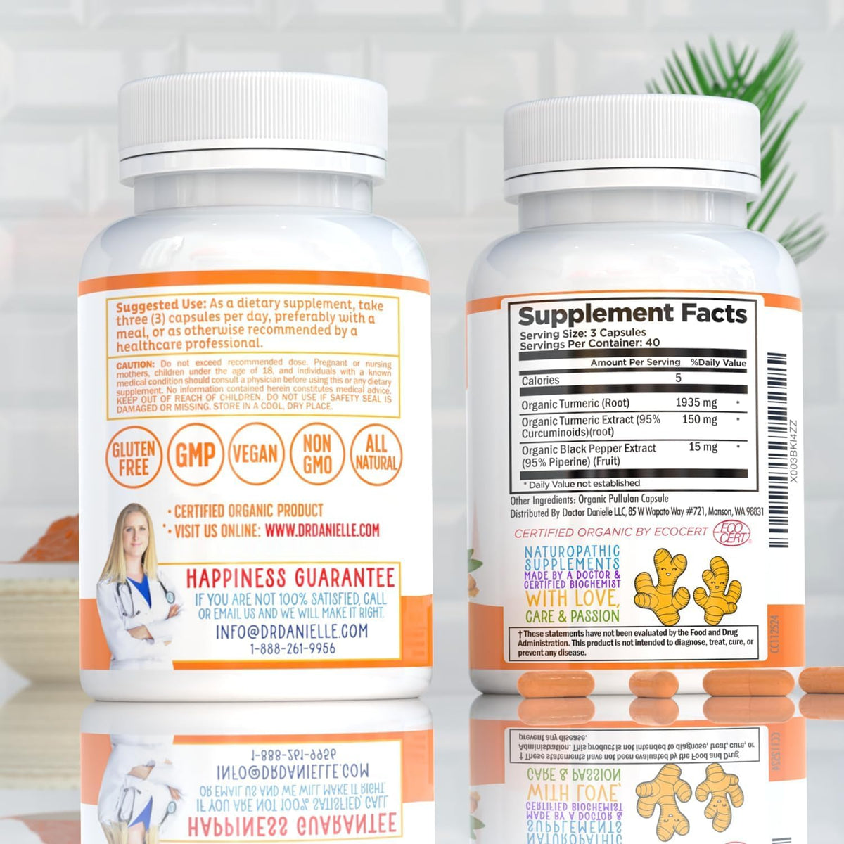 Doctor Danielle Organic Turmeric Curcumin 2000mg - 120 Capsules - image 5