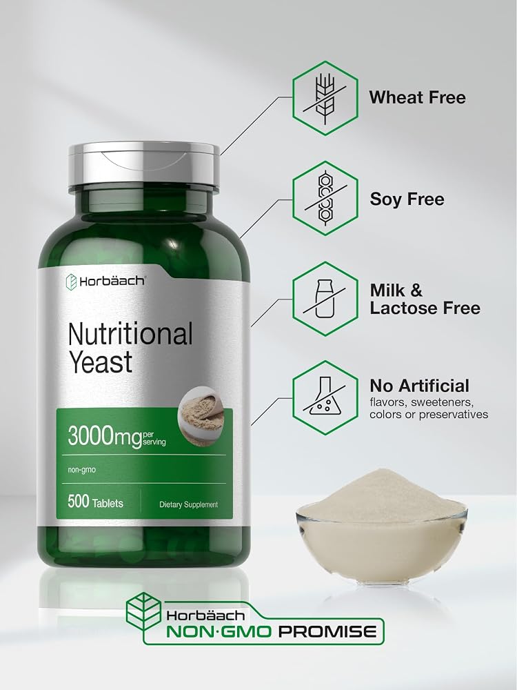 Horbäach Nutritional Yeast Tablets 3000mg - 500 Count - image 4