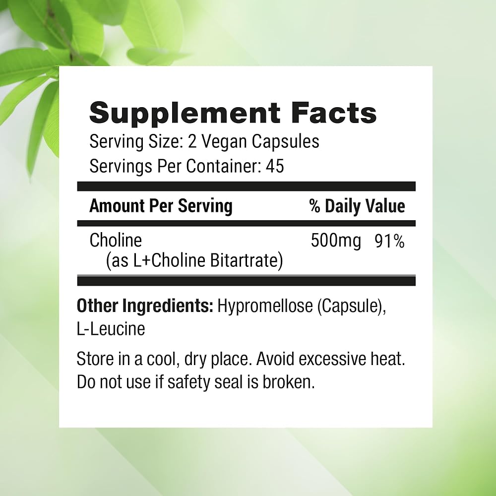Nested Naturals Choline Bitartrate 500mg - 180 Capsules - image 7