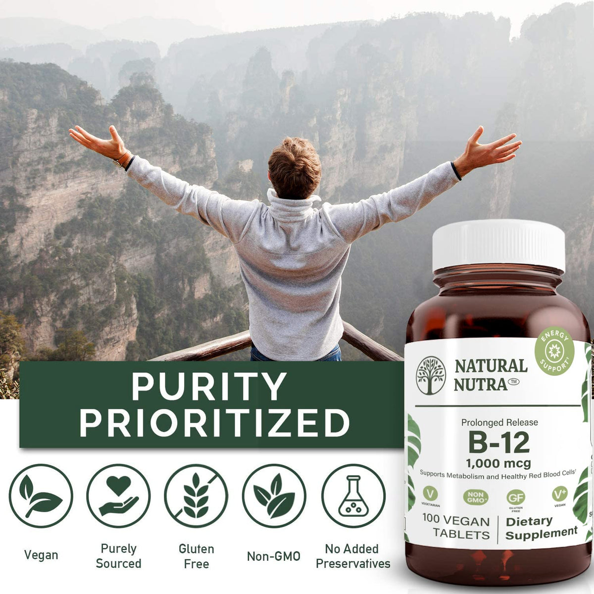 Natural Nutra Vitamin B12 1000 mcg - 100 Vegan Tablets - image 4