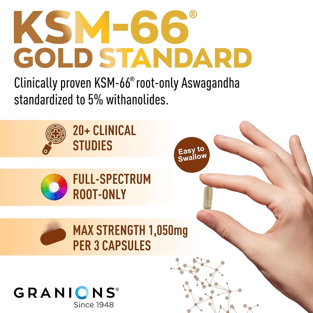 Granions KSM-66 Ashwagandha Stress & Focus Support - 90 Capsules - image 2