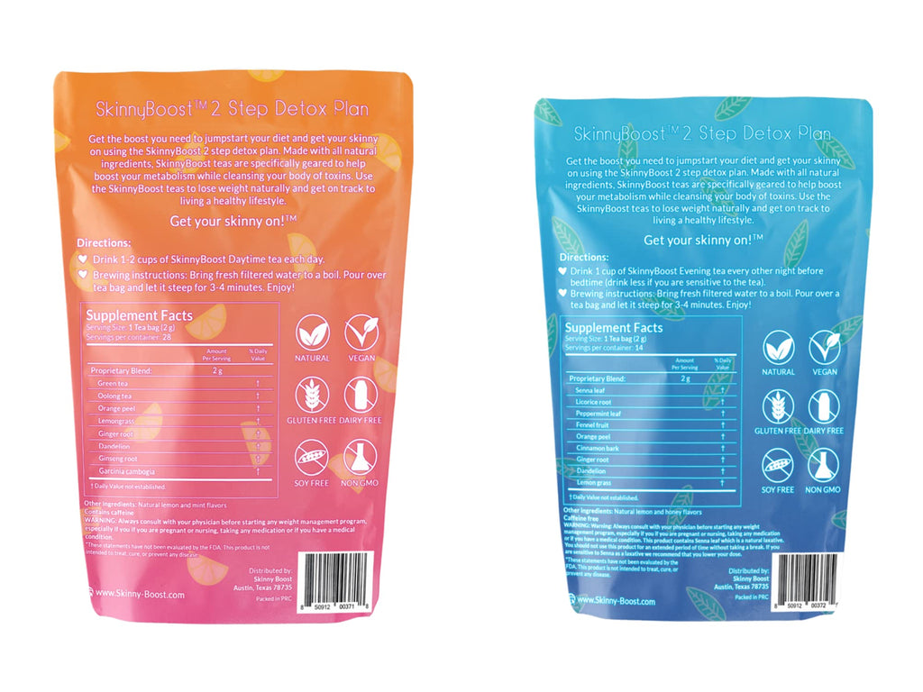 SkinnyBoost Daytime Teas, 3 Evening Detox Teas Non GMO, Vegan, All