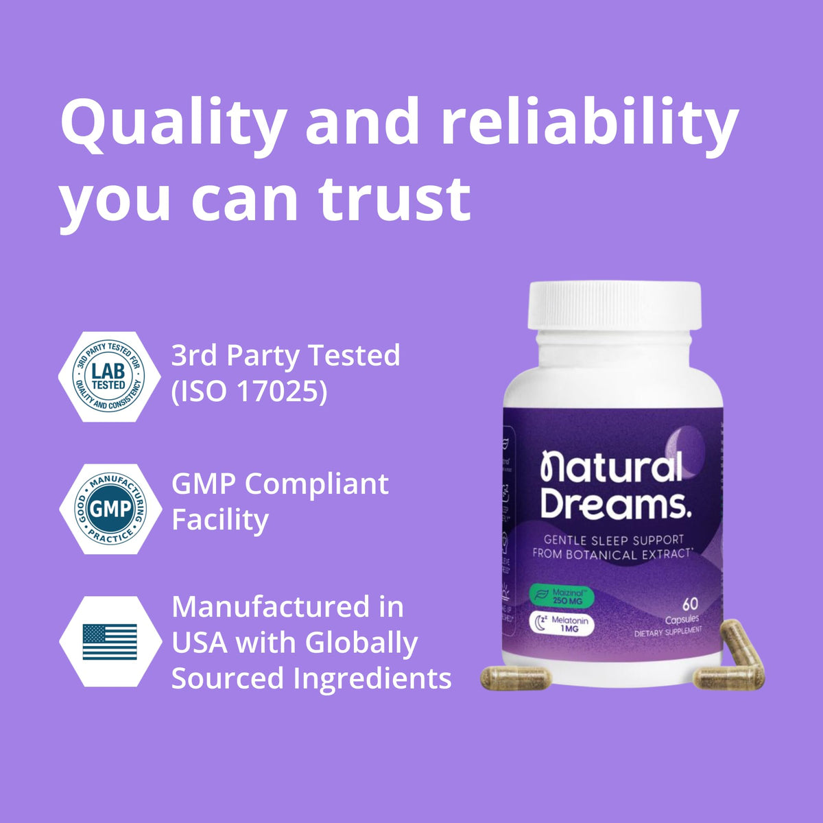 Univera Natural Dreams Melatonin 1mg Sleep Support - 60 Capsules - image 2