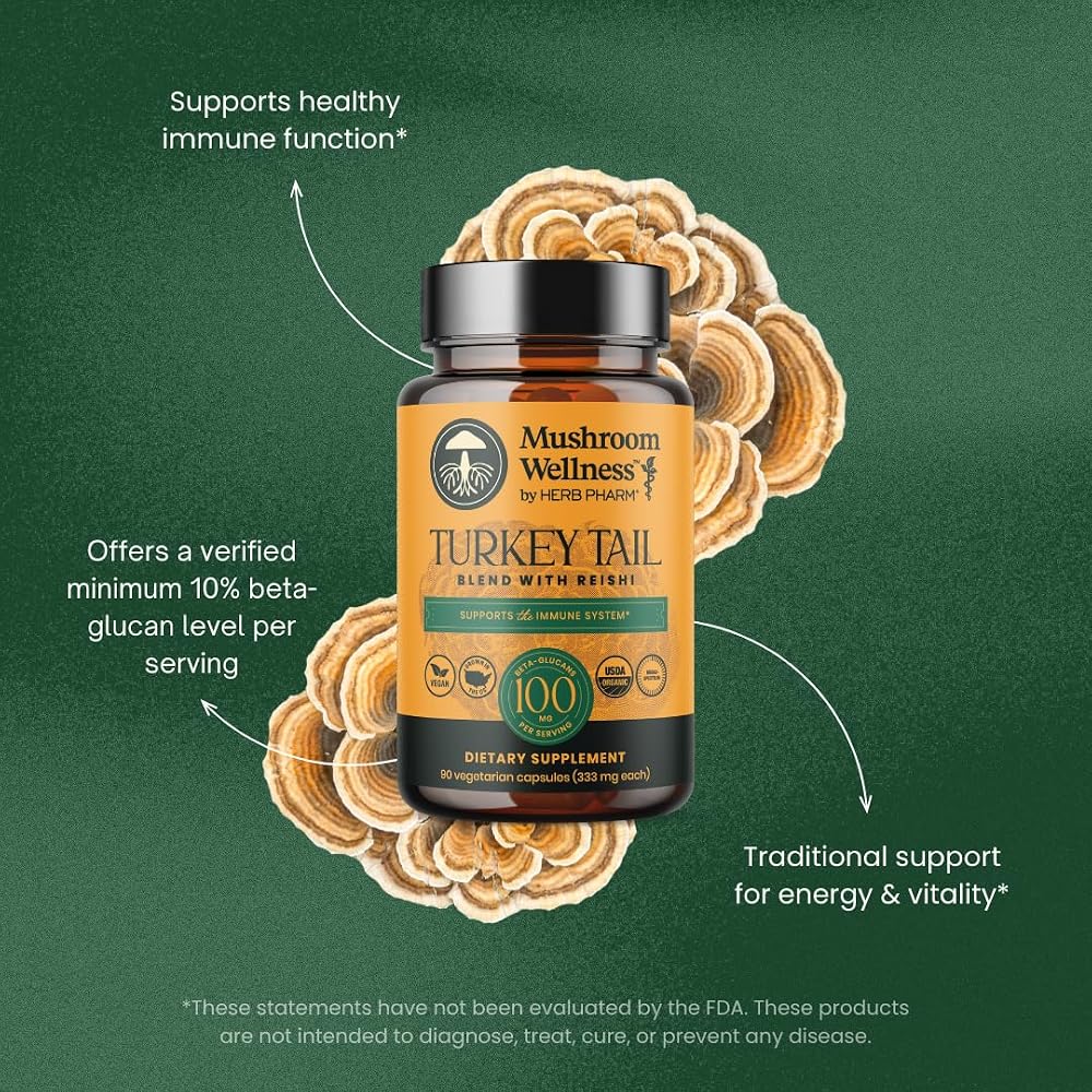 Herb Pharm Mushroom Wellness Turkey Tail & Reishi - 90 Capsules - image 9