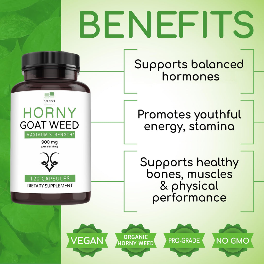 Beleon Goods For Life Horny Goat Weed Extract 900 mg - 120 Capsules - image 3
