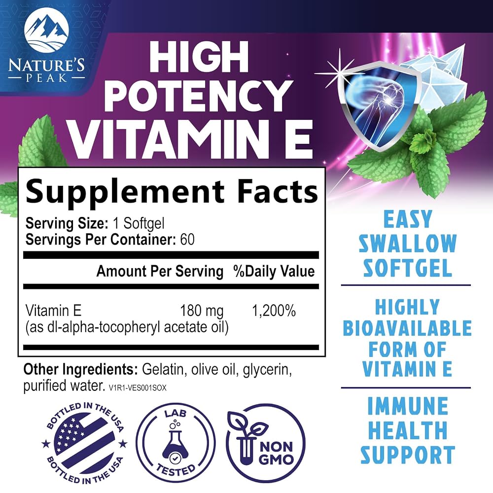 Nature's Peak Vitamin E 180 mg (400 IU) Softgels - E Vitamin DL-Alpha
