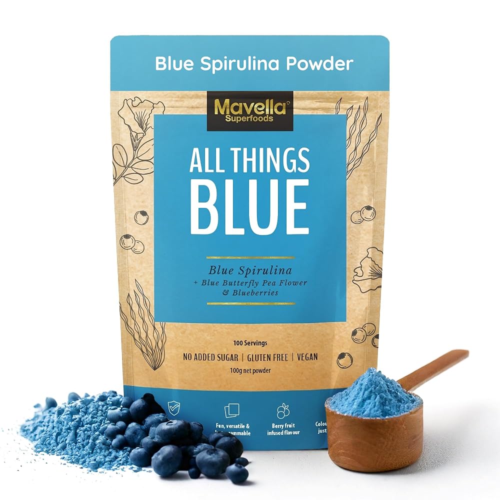 Mavella Blue Spirulina Powder with Butterfly Pea Flower - 100g