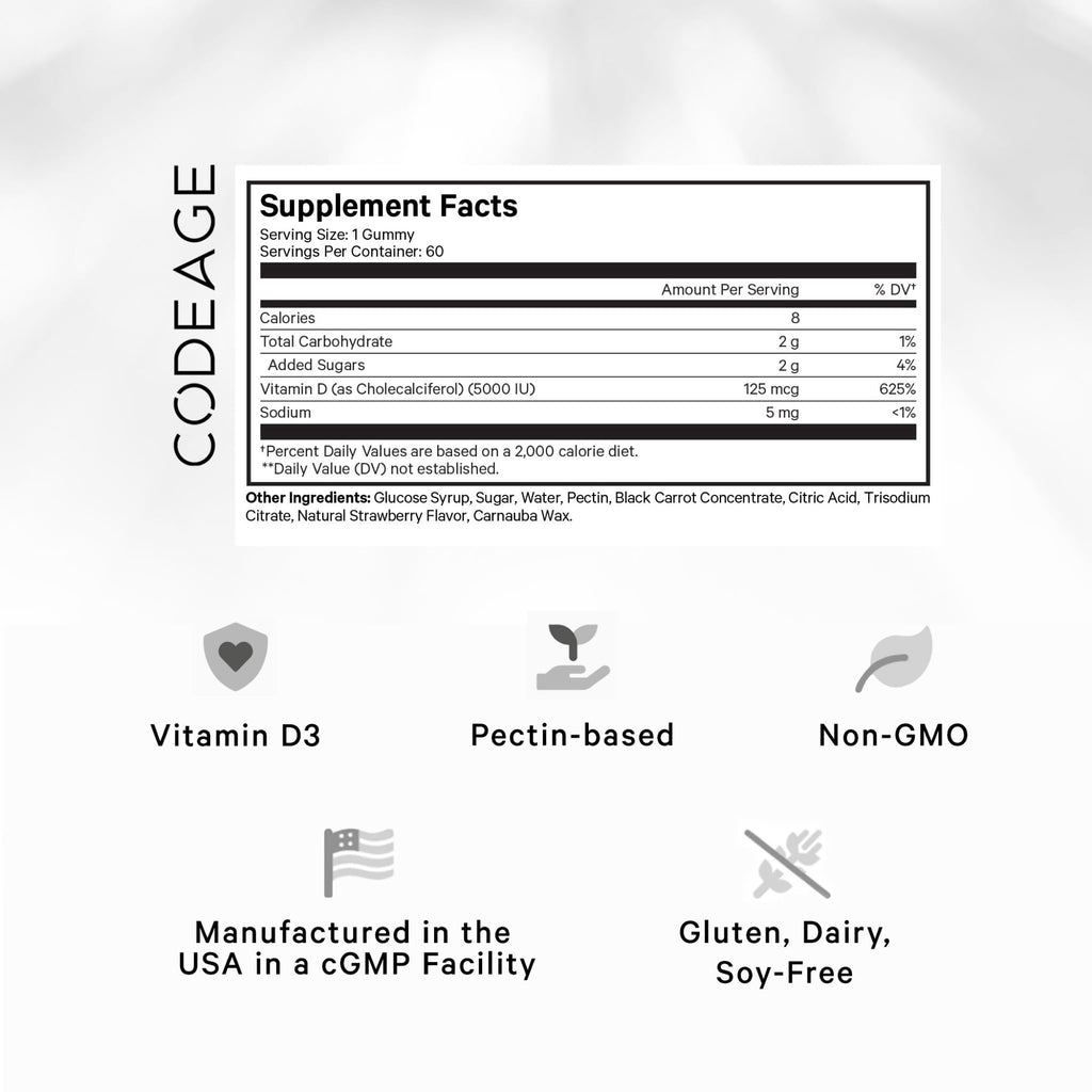 Codeage Vitamin D3 5000 IU Gummies - 60 Gummies - image 2