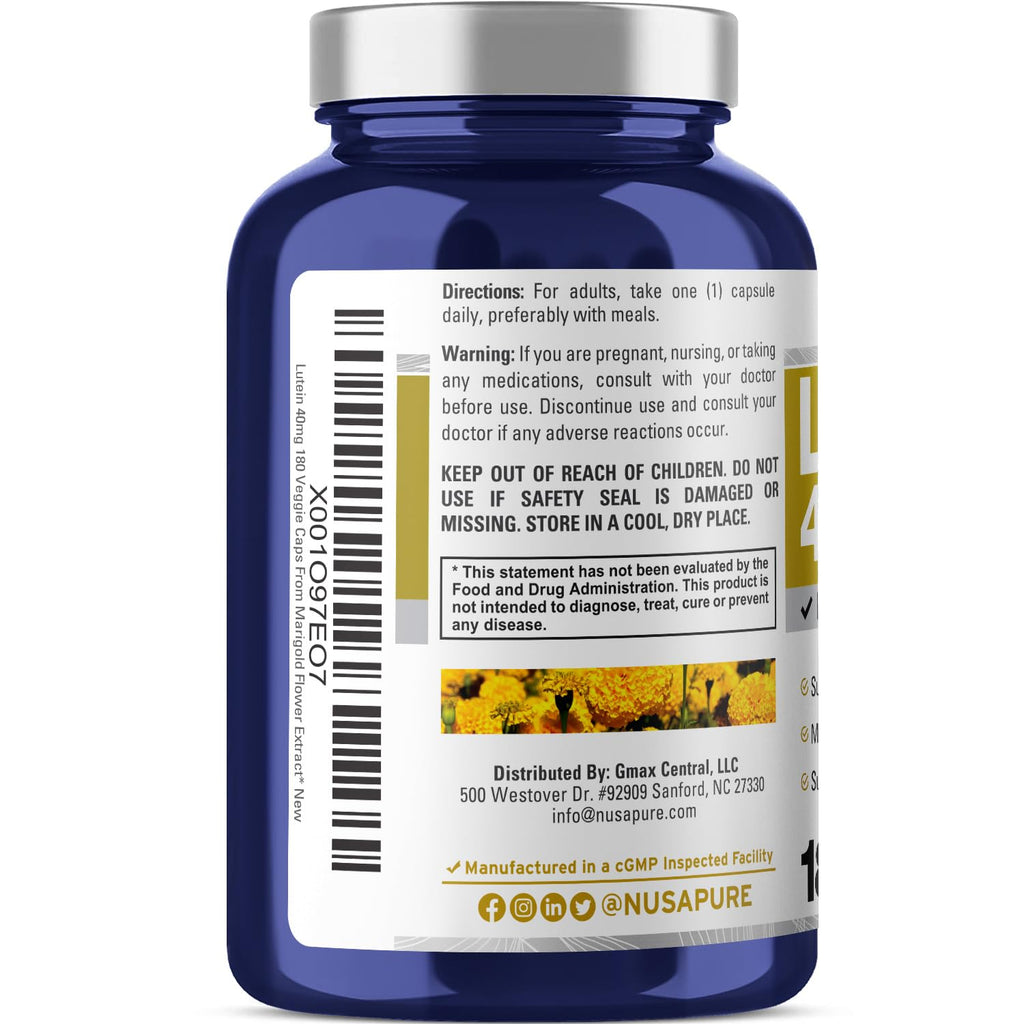 NusaPure Lutein 40mg Vegan - 180 Vegetarian Capsules - image 3
