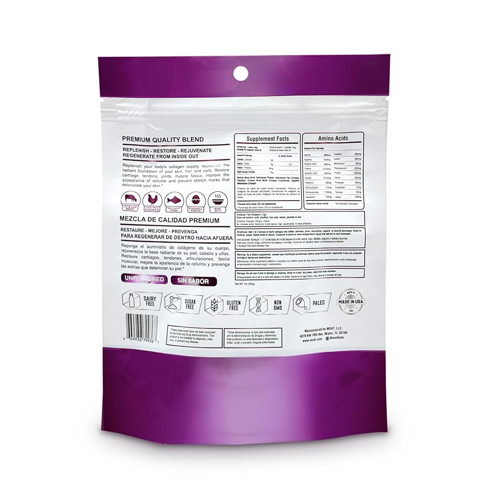 MOMOF4TRANSFORM Hydrolyzed Multi Collagen Powder - 1 Pound - image 2