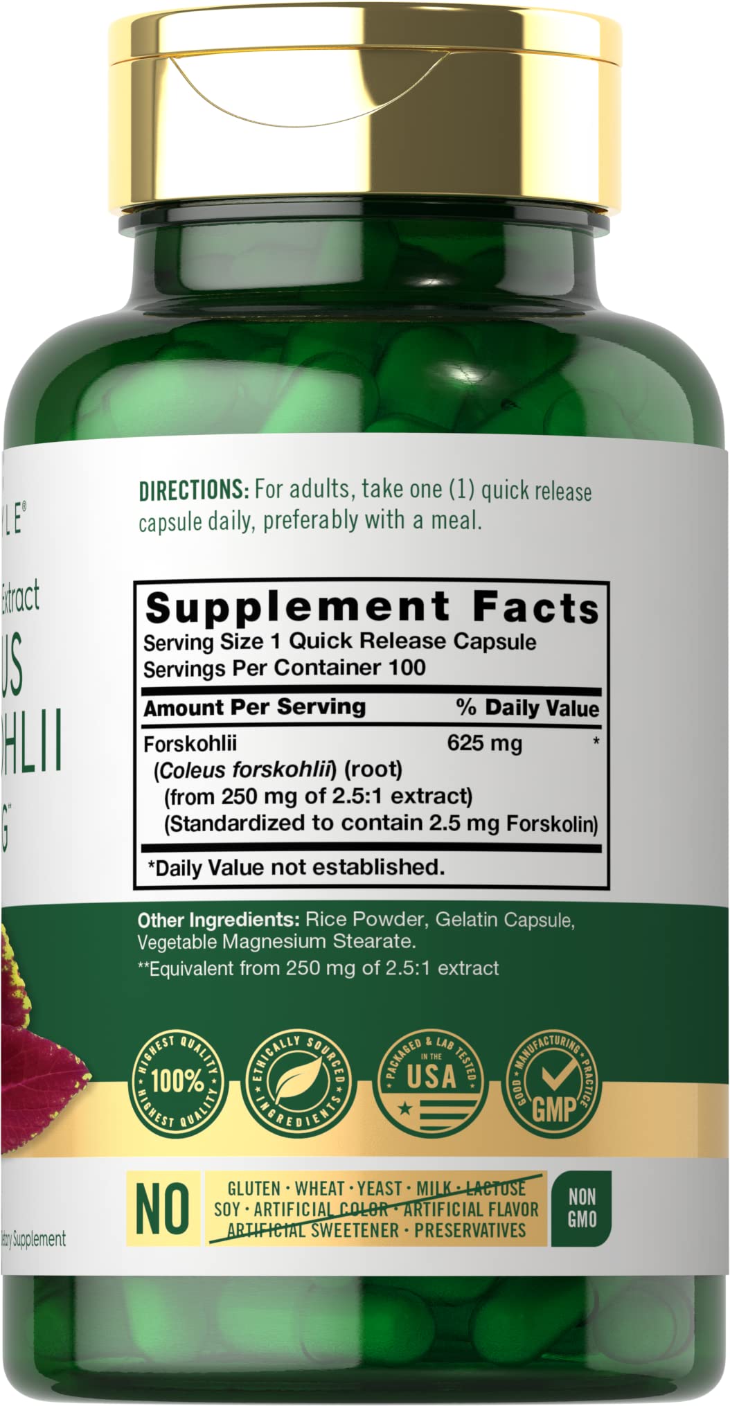 Carlyle Coleus Forskohlii Standardized Extract - 100 Capsules - image 2