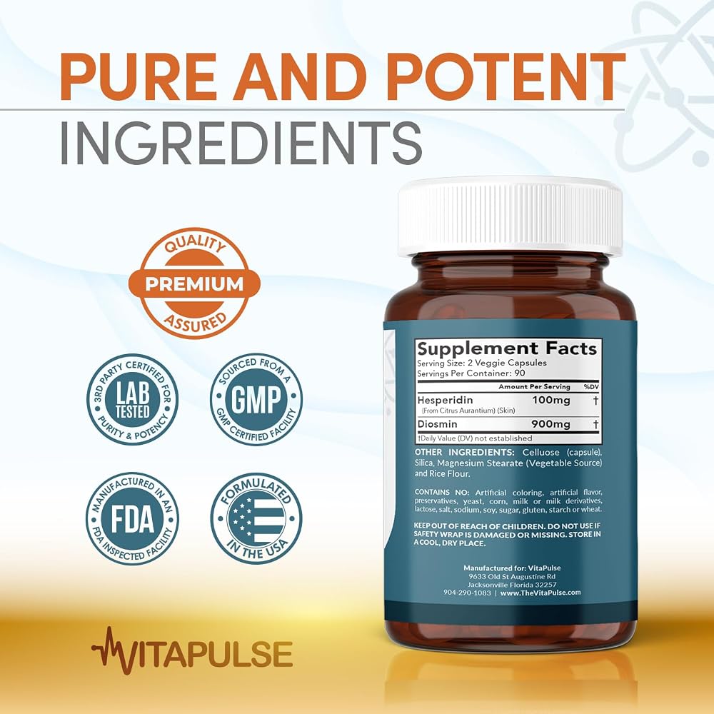 VitaPulse Hesperidin Plus 1000mg - 180 Vegetarian Capsules - image 6
