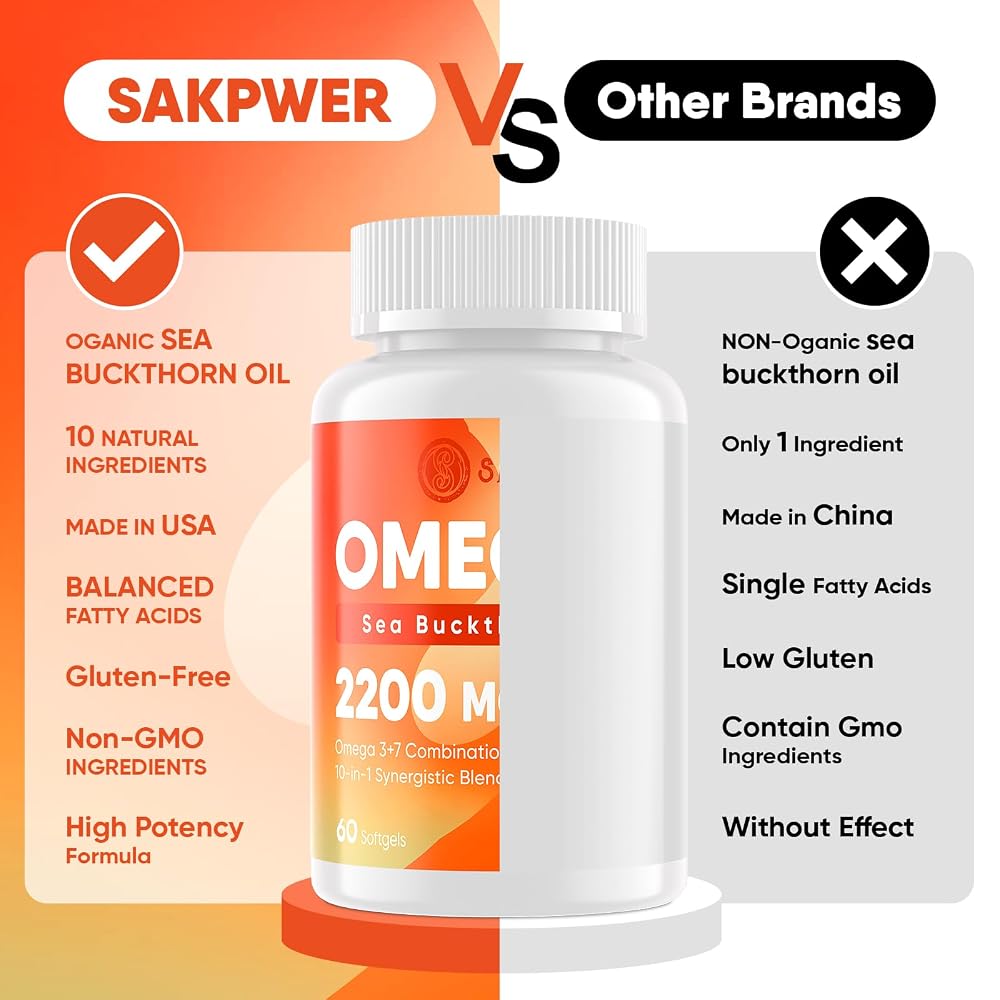 Sakpwer Omega-7 Sea Buckthorn Oil - with Omega-3 EPA/DHA Fish Oil