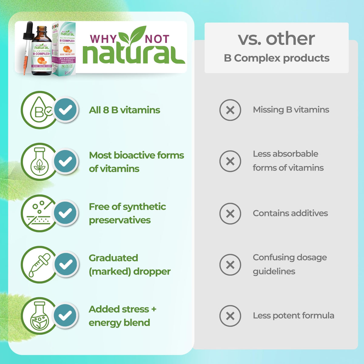 Why Not Natural Vitamin B Complex Liquid Drops for Energy Support - 2 Fl Oz - image 5