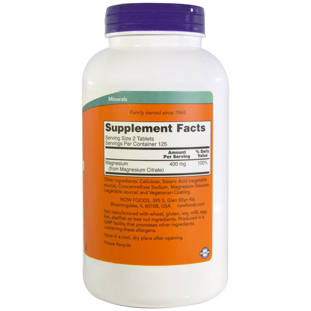 NOW Magnesium Citrate 200mg - 500 Tablets - image 2