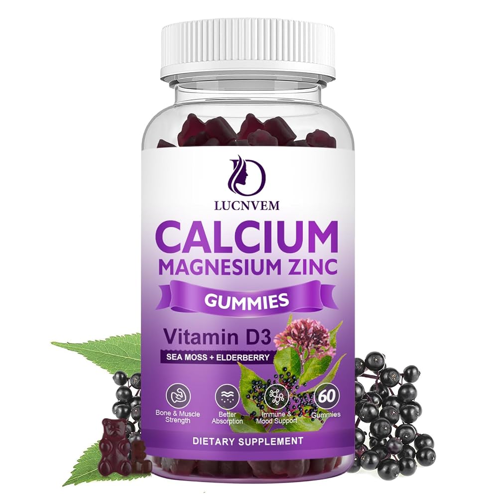 LUCNVEM Sugar Free Calcium Magnesium Zinc Gummies