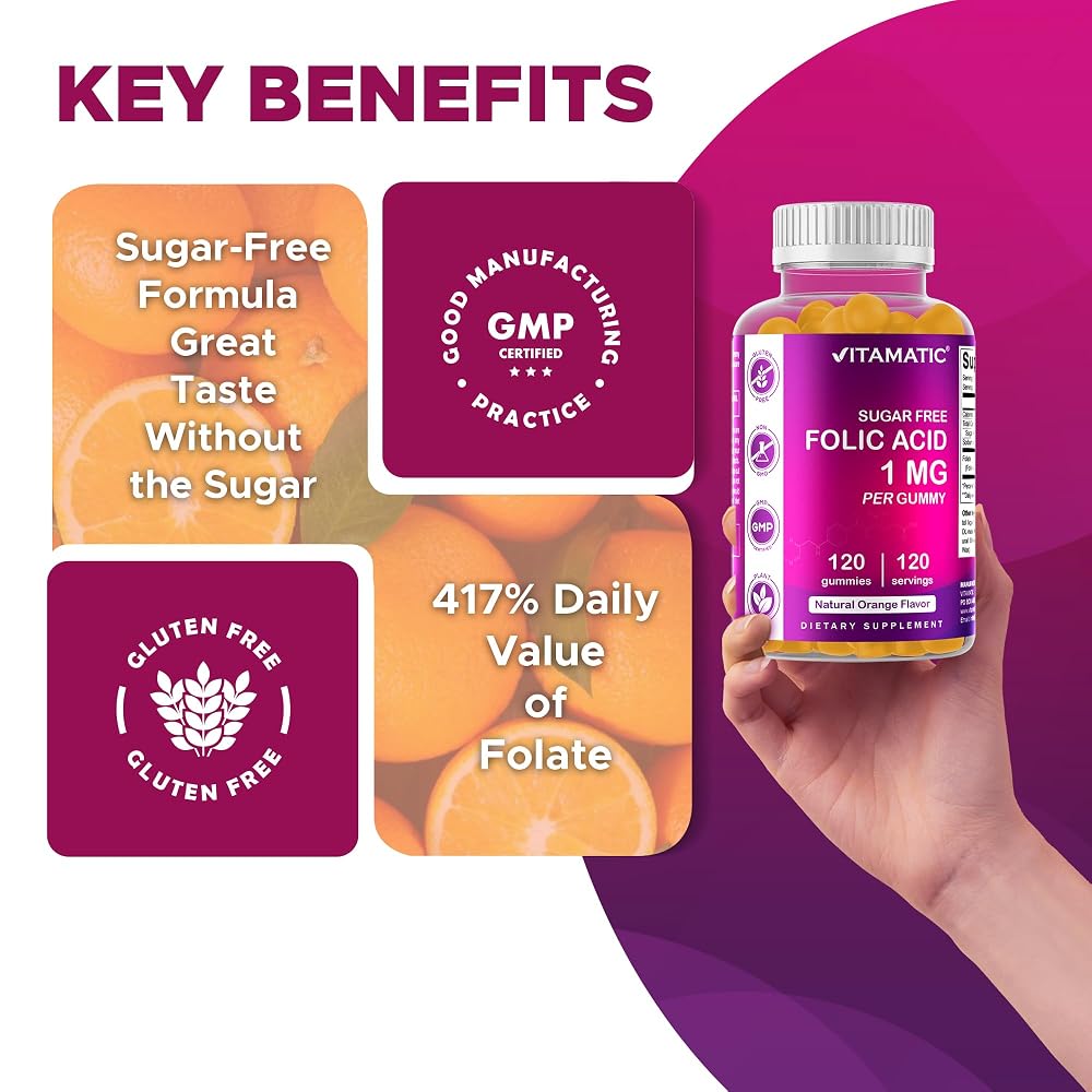 Vitamatic Folic Acid Gummies 1000 mcg (1 mg) - an Essential Prenatal - image 7