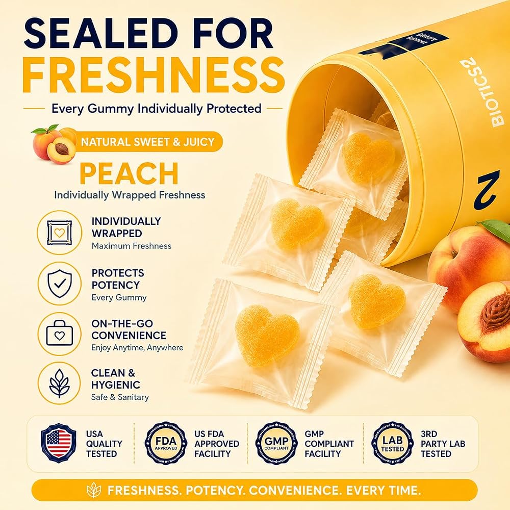 Biotics2 Peach8 BBL Booty Gummies for Women - 60 Gummies - image 5