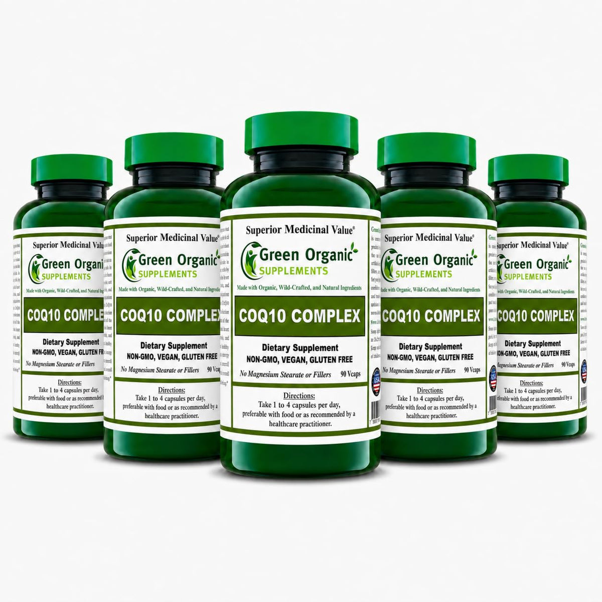 Green Organic Supplements CoQ 10 Complex, Ubiquinone, 90 Vegetarian Capsules, High